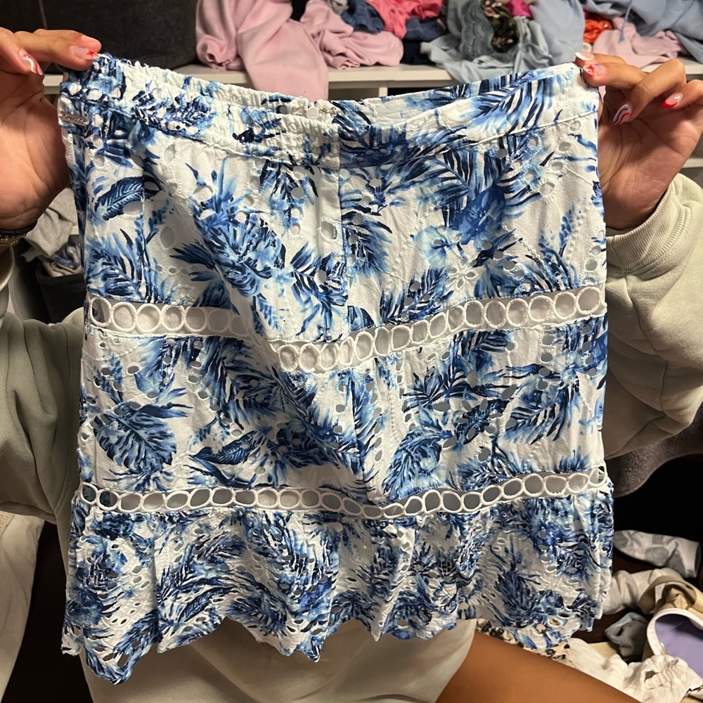 Tropical Blue and White Skirt